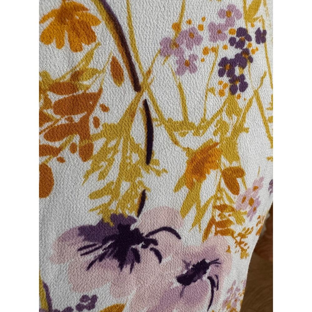Old Navy Floral Pintuck Mini Dress XS Purple Mustard Yellow Babydoll Sleeveless - Picture 7 of 8